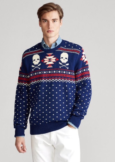 Sueter Polo Ralph Lauren Hombre Azul Rey Azules / Creme - Nordic Scull-and-Bones - KEWNY7284